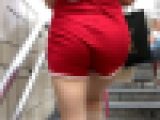 【長身モデルエロ尻！】真っ赤なショートパンツのエロいお尻！このデカいエロ尻の割れ目にぶち込む！【528】