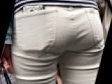 ロン爺の４Ｋピタパン女511　白パツパツパンツ尻