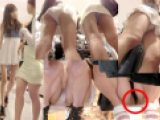 Pがずれ込みワレメがモロ見え！おしゃれ女子2人の買い物中の無防備Wパンチラたっぷり盗撮♡