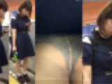 4K bomb385 ショートボブの可愛いミニワンピJDちゃん　階段めくり