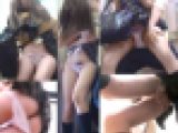 半ケツでハミ毛でお尻揉まれまくり制服美少女が痴漢に必死に抵抗編