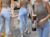2K動画　スキニージーンズのセクシーお姉さん１　揺れる尻肉