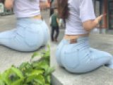 2K動画　スキニージーンズ神尻１　ピタパンジーンズ見てるだけでムラムラしてくる尻。