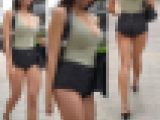 高画質 見せつける巨乳ととんでもないハミ尻美人