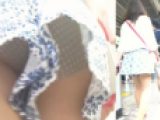 [★新作]パンチラ盗撮 女子大生 キュロットの隙間から水玉パンツを強引撮影