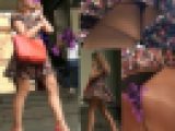 【風チラ＆声かけパンチラ】今にも捲れそうなミニスカワンピお姉さんがいたから声をかけて逆さ撮りしてやったwww！！！