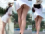 高画質 風で舞い上がるワンピ美人！お尻も股間も！