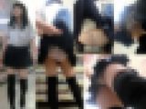【鬼畜スカートめくり48】エロいニーハイ制服女子のしゃがみ中&追い撮りめくりでモロ出しパンツ8連続めくり