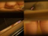 美女の割れ目がユラユラ揺れる。後ろから突起したビラビラが丸見え。