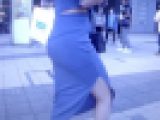 コスメパーティ帰りの格好良くキメた美女が超極薄ピタピタタイトワンピ着て歩いてるよ