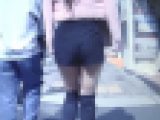 スタイル抜群長身激カワギャルが超密着型ソフトショートパンツ履いて美巨尻食い込ませて歩く姿がエロ過ぎる
