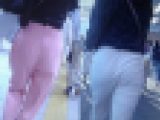 ピタパン履いて食い込み美巨尻がエロい美人お姉さんと爆尻モッコリ膨らませて歩く激カワ女子大生がイヤらしい(2名収録)