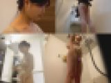 パチ屋さんで学費を稼ぐ健気な女子大生のシャワーを盗撮 おわん型のみごとな美乳から薄毛のおまんこまで丸見え