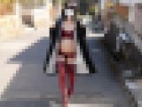 下半身だけ裸　ガーターベルトで野外露出する素人妊婦255n15-3