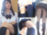 【電車対面パンチラ盗撮 】ホームと電車内での服美●女盗撮動画